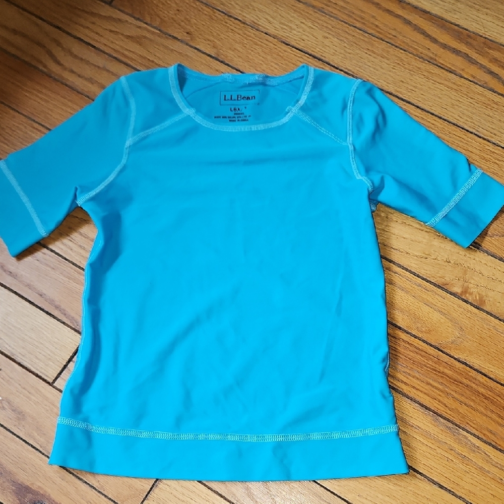 L.L. Bean Blue Short Sleeve Swim Shirt UPF 50, Sz 6x/7